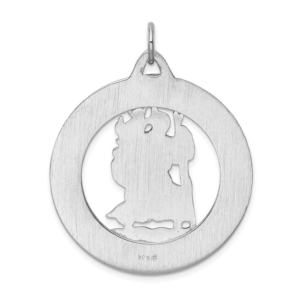 Sterling Silver Rhodium-plated Saint Christopher Medal Pendant