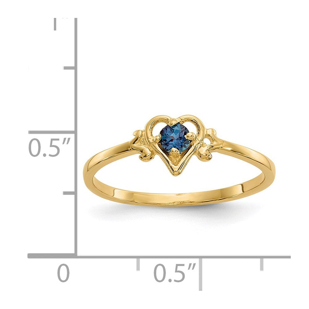 14K Yellow Gold Synthetic Alexandrite Birthstone Heart Ring
