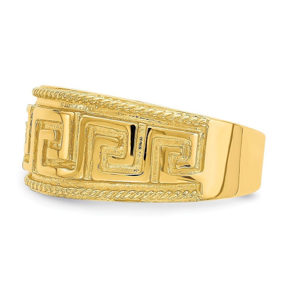 14K Yellow Gold Greek Key Pattern Dome Ring Size 7