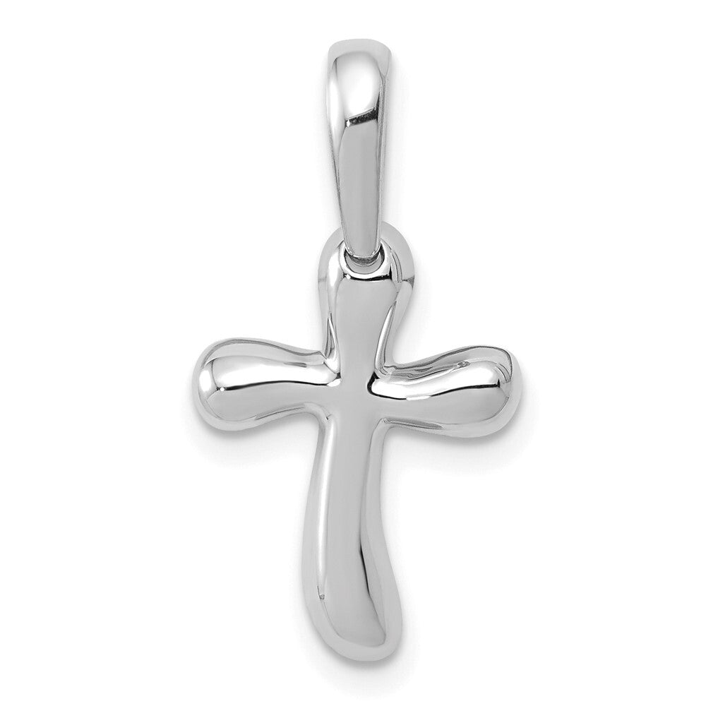 14k White Gold Small Freeform Cross Pendant for Women