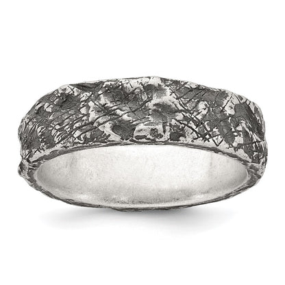 Sterling Silver Antiqued and Textured Nugget Mens Size 9 Band Ring