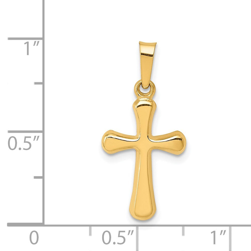14k Yellow Gold Polished Rounded Cross Pendant for Women