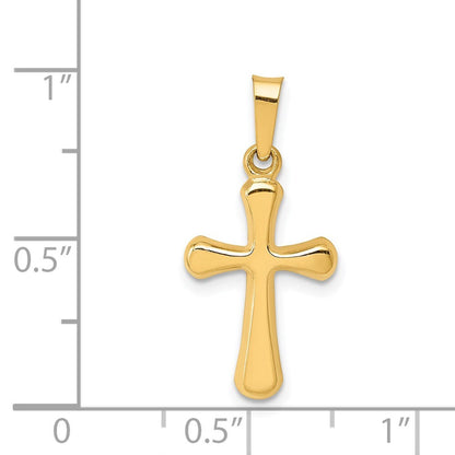 14k Yellow Gold Polished Rounded Cross Pendant for Women