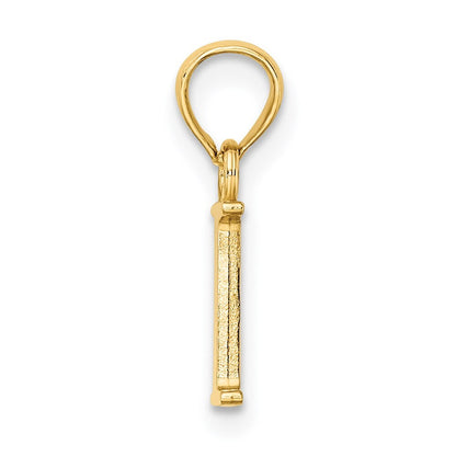 14k Yellow Gold Polished Block Letter I Initial Pendant