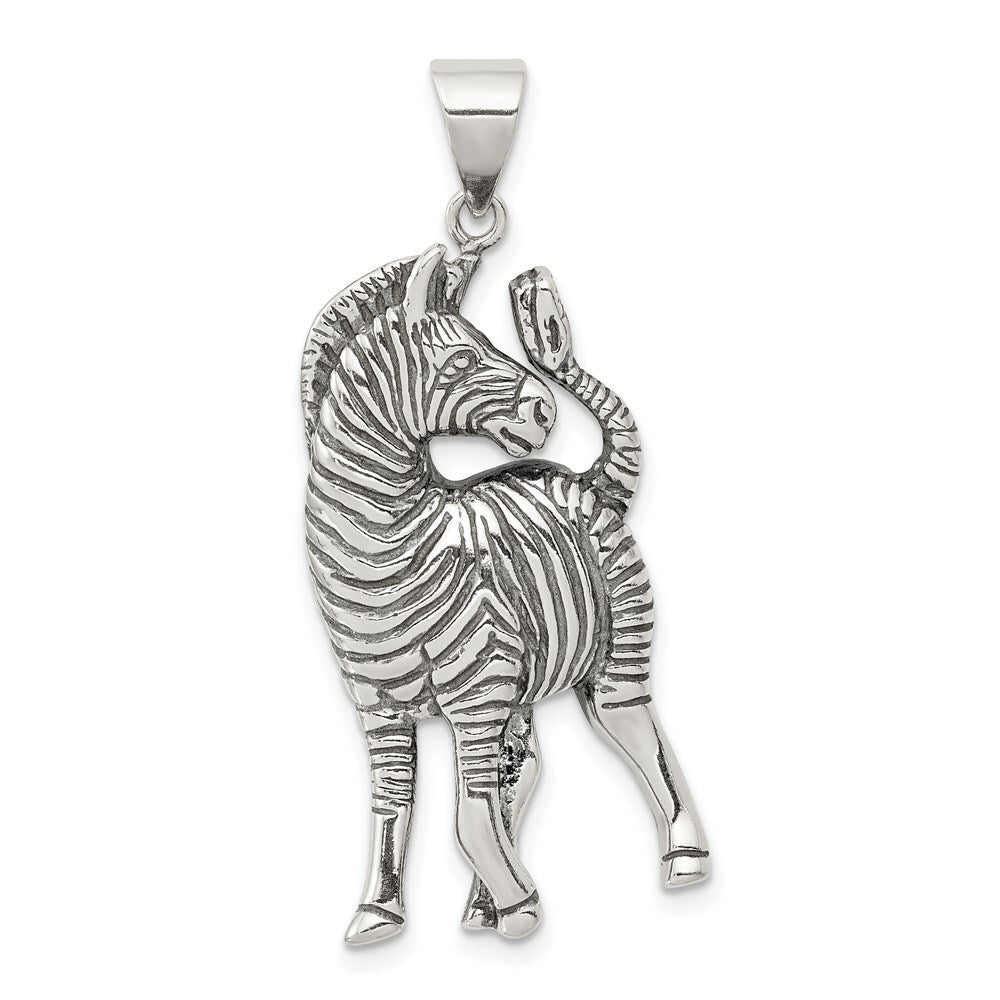 Sterling Silver Antiqued Zebra Pendant Holiday Gift for Women