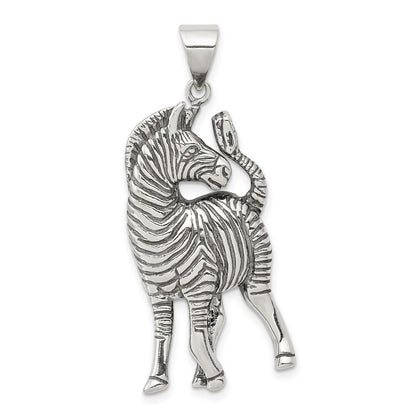 Sterling Silver Antiqued Zebra Pendant Holiday Gift for Women