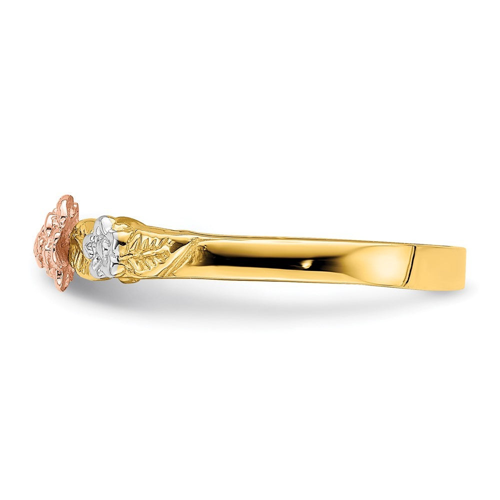 14K Two-tone Gold White Rhodium Flower Ring