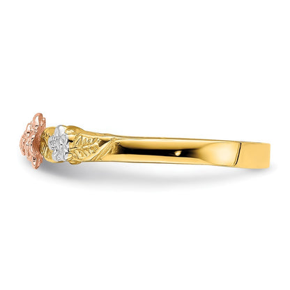 14K Two-tone Gold White Rhodium Flower Ring