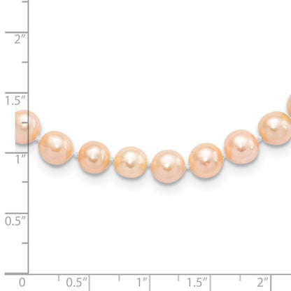 Sterling Silver Rhodium-plated 6-7mm Pink Cultured Pearl Necklace 20"