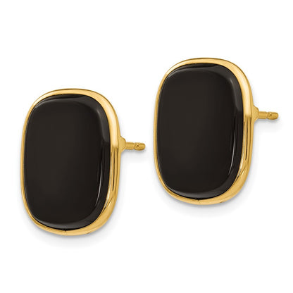 14k Yellow Gold Black Onyx Stud Earrings Gift for Women