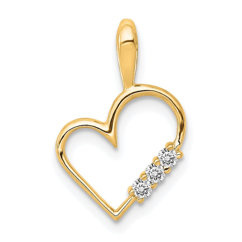 14k Yellow Gold AA 1/20ct. Diamond Heart Pendant for Women