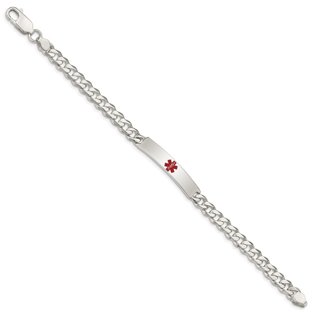 Sterling Silver Polished Medical Curb Link ID Bracelet