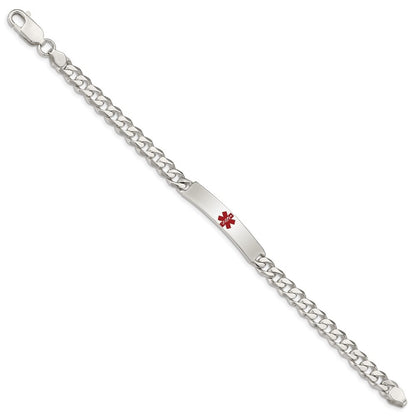 Sterling Silver Polished Medical Curb Link ID Bracelet