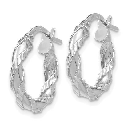 14K White Gold Twisted Rope Hoop Earrings Gift for Women