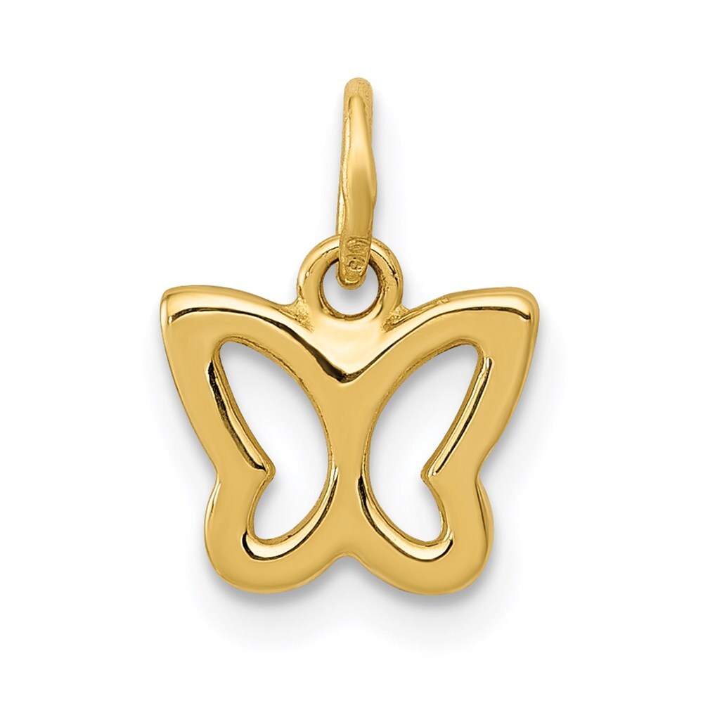 14k Yellow Gold Polished Butterfly Pendant for Women