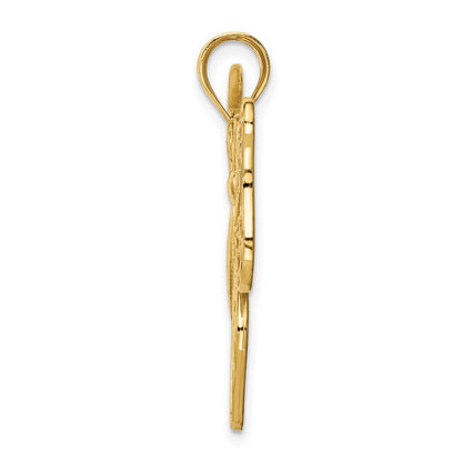 14k Yellow Gold Polished Large Butterfly Pendant for Women