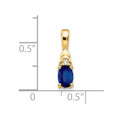 14k Yellow Gold Sapphire and Diamond Pendant