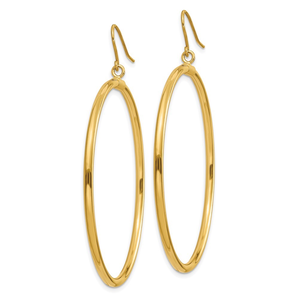 14k Yellow Gold Tube Hoop Dangle Earrings