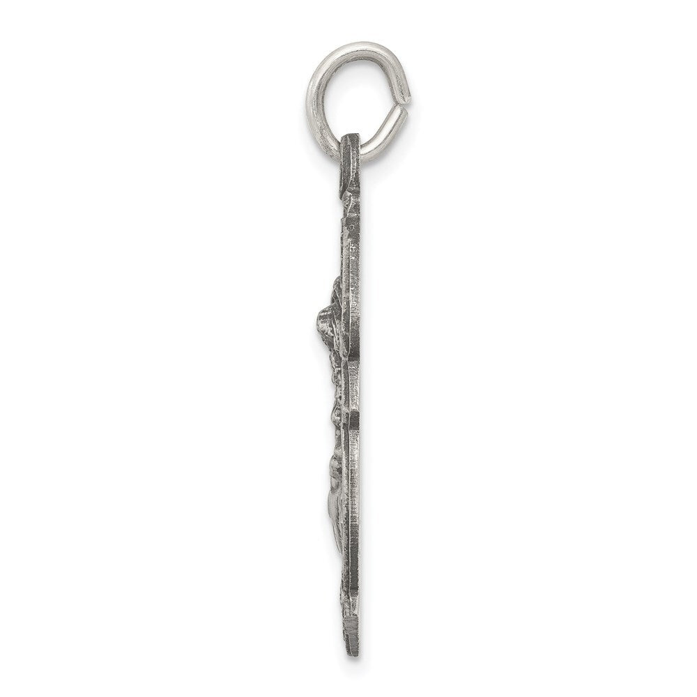 Sterling Silver Antiqued St. Michael Badge Medal Pendant