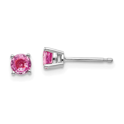 14k White Gold Pink Sapphire Stud Earrings Gift for Women