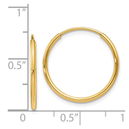 14k Yellow Gold 1.25mm Endless Hoop Earring Gift for Women