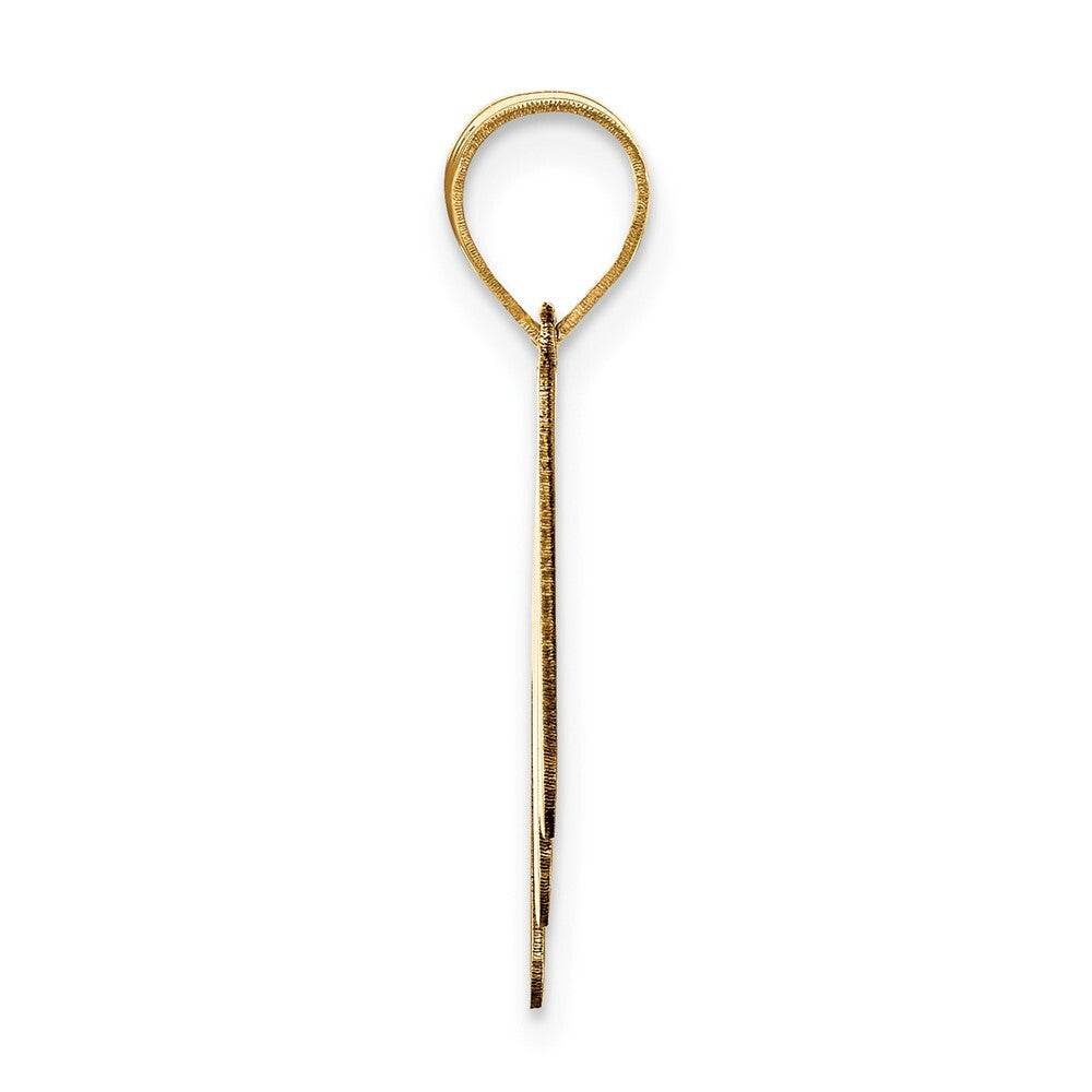 14k Yellow Gold Polished Bubble Letter M Initial Pendant for Women