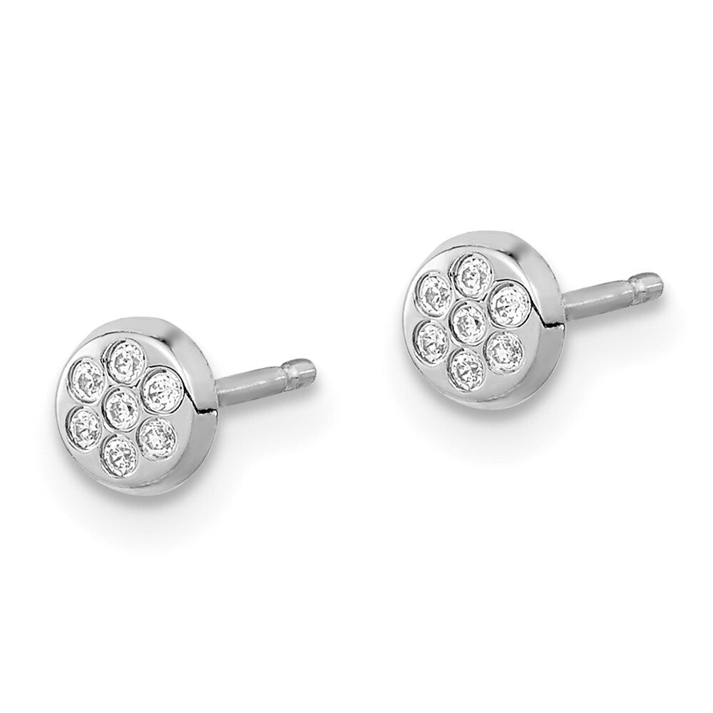 14K White Gold Cubic Zirconia Filled Circle Stud Earrings Gift for Women
