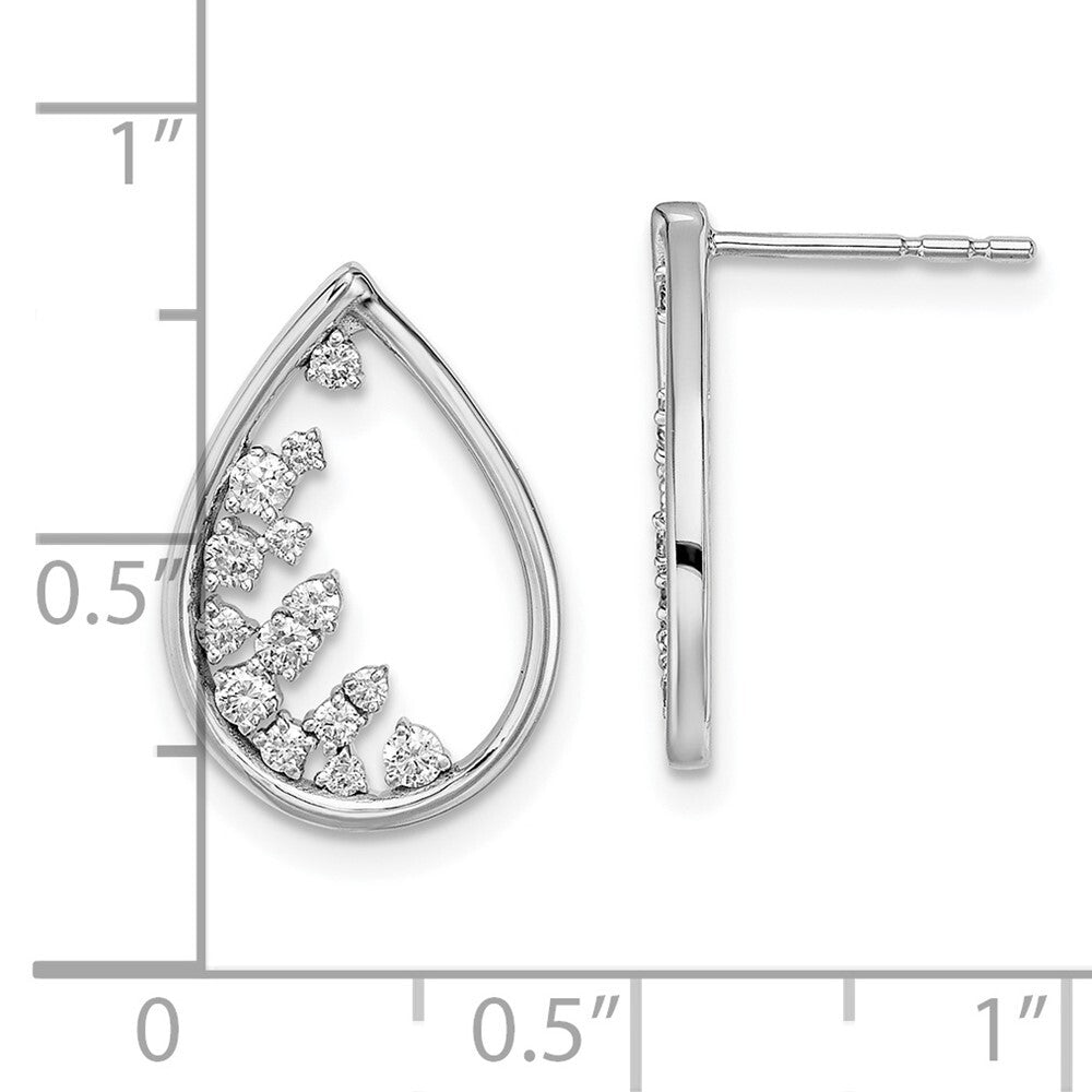 14k White Gold Polished Teardrop Drop & Dangle Earrings