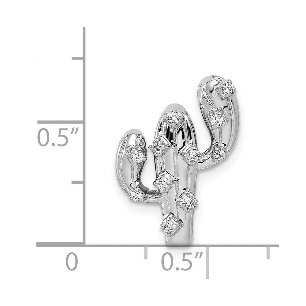 14k White Gold 1/10ct. Diamond Cactus Pendant for Women