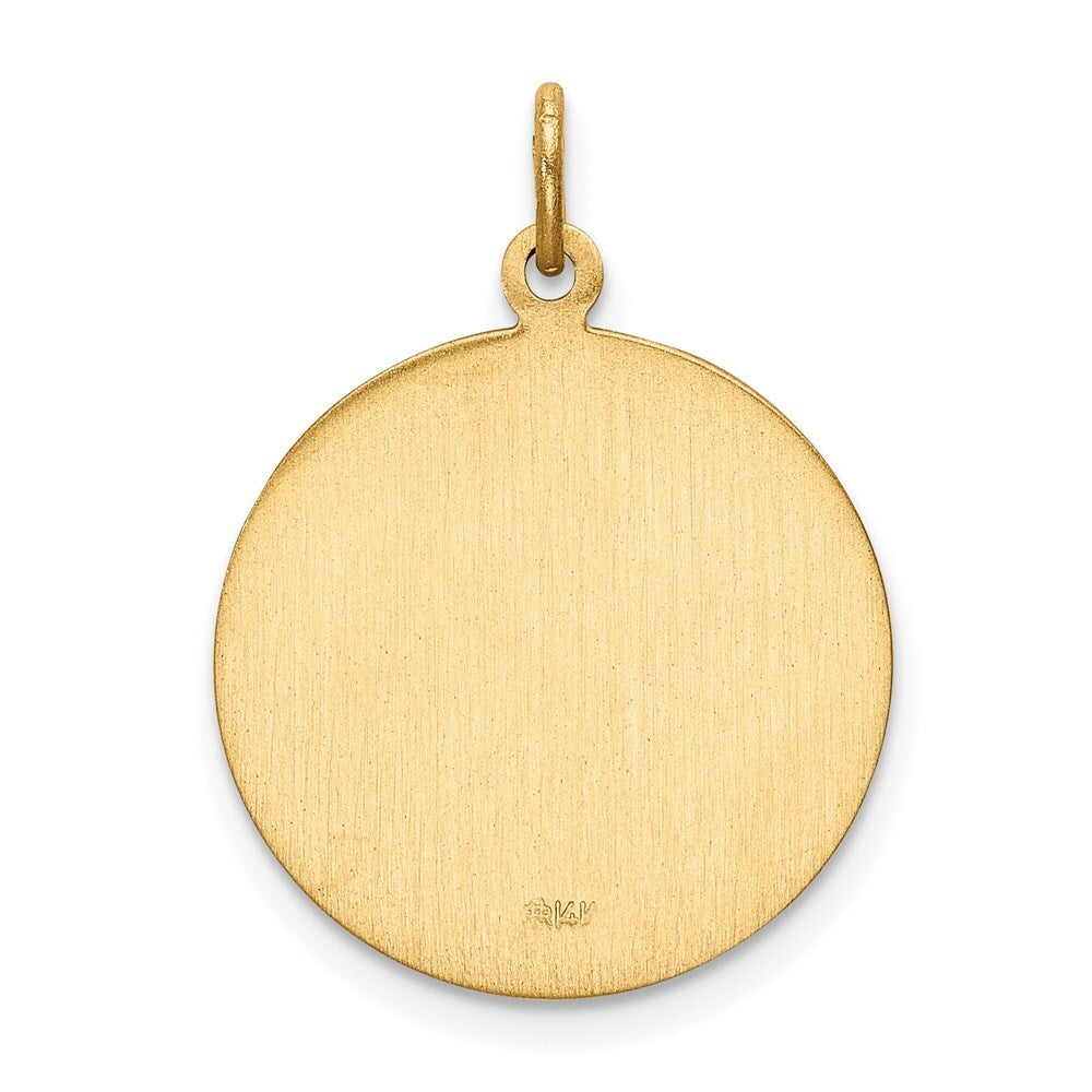 14k Yellow Gold Solid Polished/Satin Small Round St. Christopher Medal Pendant