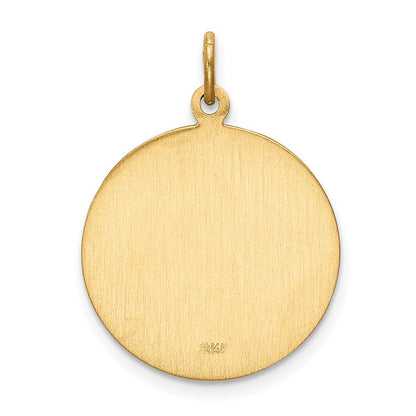 14k Yellow Gold Solid Polished/Satin Small Round St. Christopher Medal Pendant