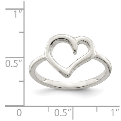 Sterling Silver Polished Heart Ring Size 7