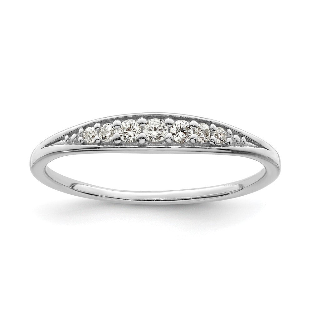 Sterling Silver Rhodium-plated Polished CZ Ring Size 8