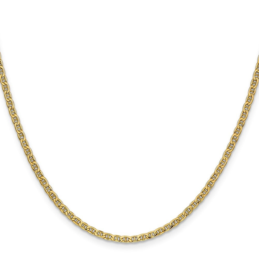 14k Yellow Gold 18 inch 2.4mm Semi-Solid Anchor Chain Necklace