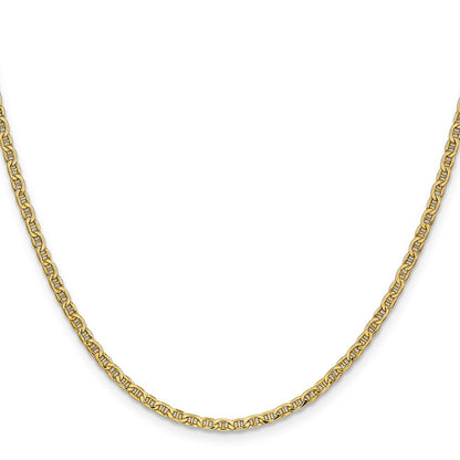 14k Yellow Gold 18 inch 2.4mm Semi-Solid Anchor Chain Necklace
