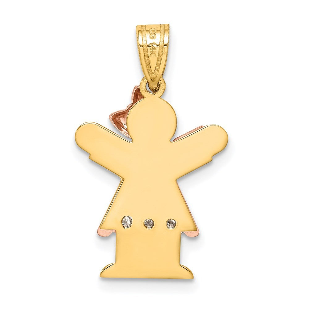 14k Two-Tone Gold AA Diamond Kid Pendant