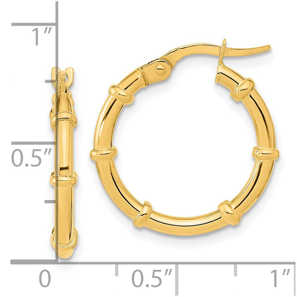 14k Yellow Gold Polished and Fancy Hoop Earrings