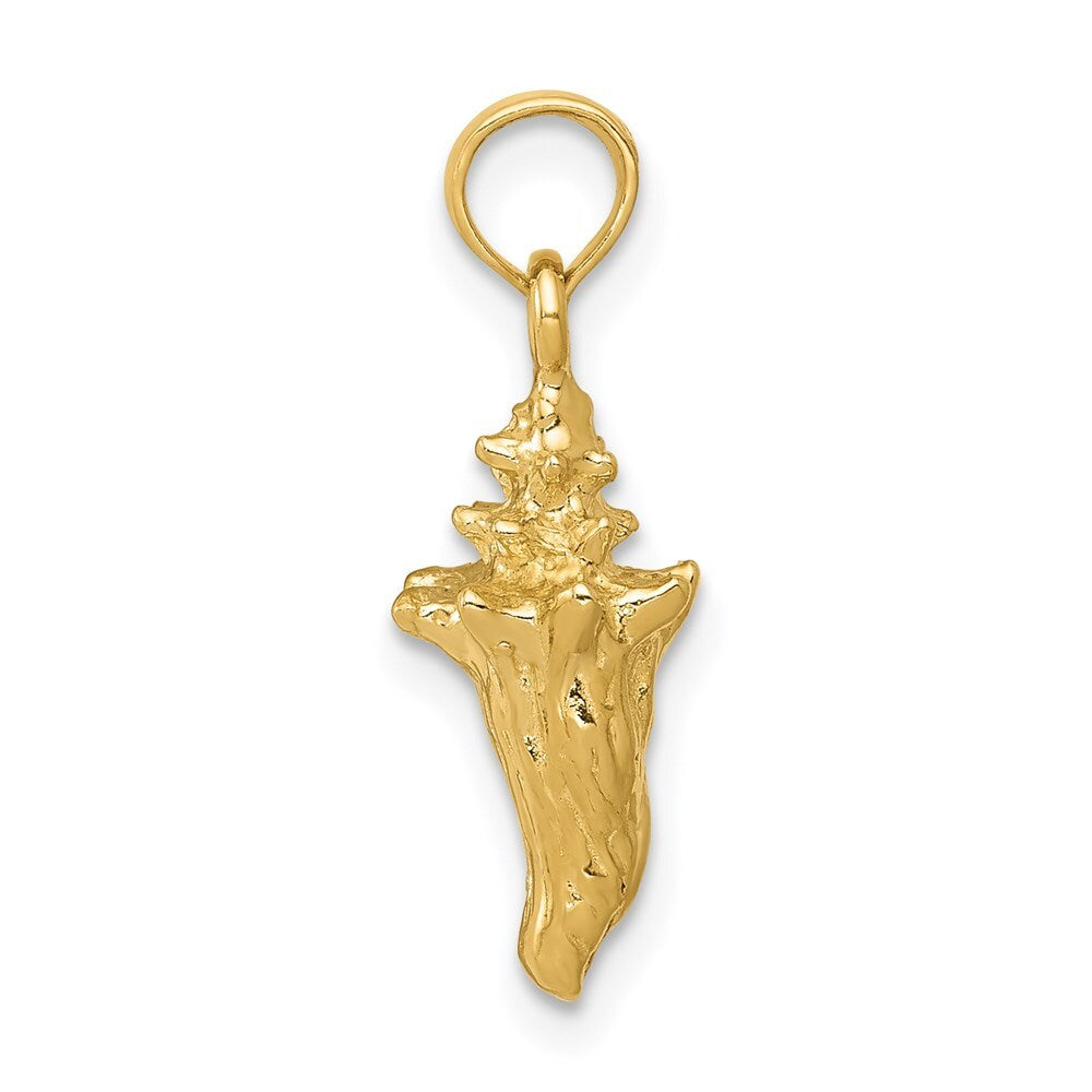 14k Yellow Gold 3-D Conch Shell Pendant for Women