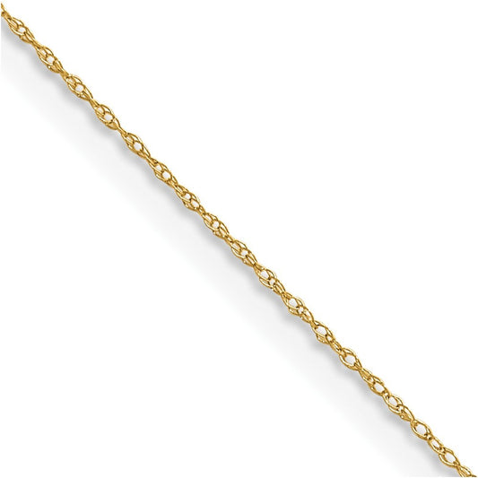 14k Yellow Gold .4 mm Carded Cable Rope Chain Necklace