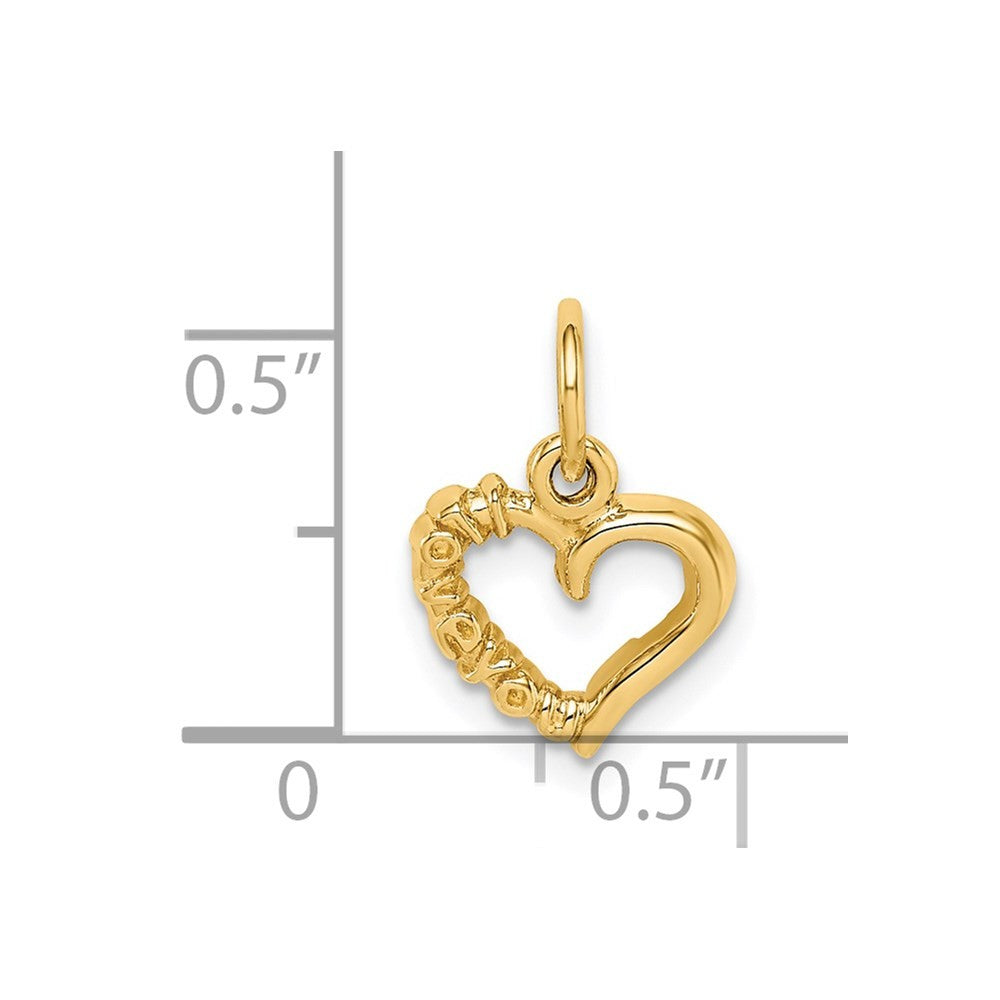 14k Yellow Gold Polished I LOVE YOU Heart Charm