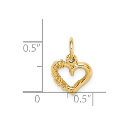 14k Yellow Gold Polished I LOVE YOU Heart Charm