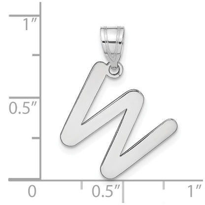 14k White Gold Polished Bubble Letter W Initial Pendant for Women