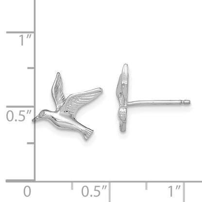 14K White Gold Polished Seagull Stud Earrings Gift for Women