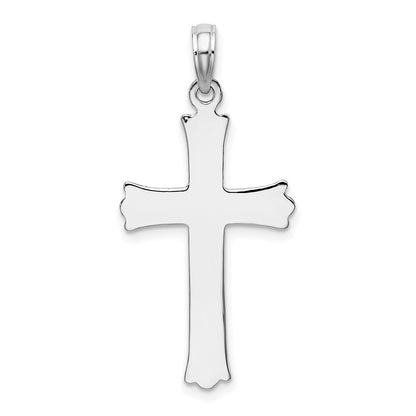 14k White Gold Cross Starburst Center Charm Pendant for Women