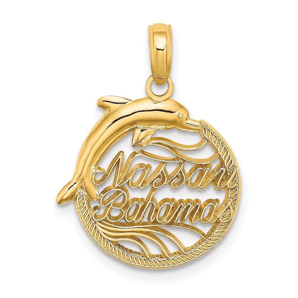 14k Yellow Gold Nassau BAHAMAS Dolphin Charm Pendant for Women