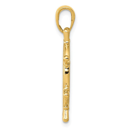 14k Yellow Gold 3D Ships Wheel Pendant