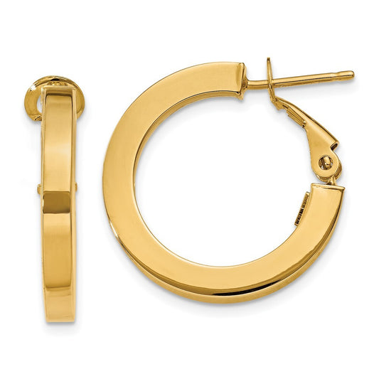 14k Yellow Gold 3mm Square Tube Round Hoop Earrings Gift for Women