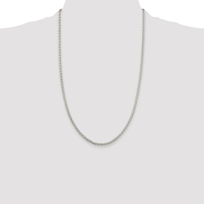 Sterling Silver Rhodium-plated 2.75mm Diamond-cut Spiga Chain
