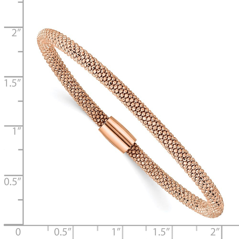 Sterling Silver Rose-tone Fancy Chain Bracelet Magnetic Clasp Bracelet