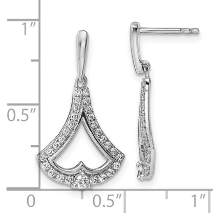 14k White Gold Diamond Dangle Earrings